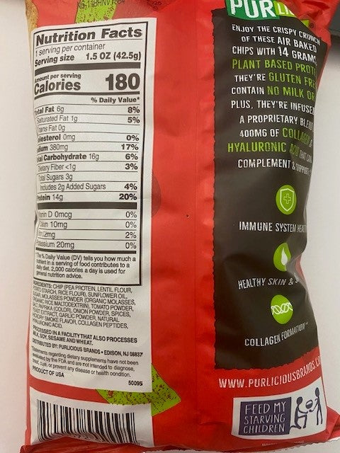 Purlicious Plant Based Protein Chips with Collagen and Hyaluronic Acid - SOUTHERN BBQ