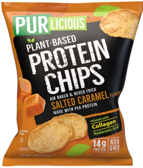 Purlicious Plant Based Protein Chips with Collagen and Hyaluronic Acid - SALTED CARAMEL