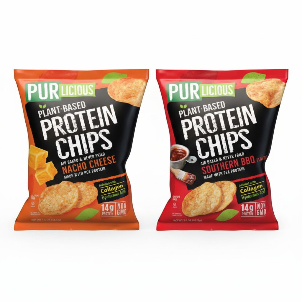 Purlicious BBQ and Nacho Protein Chips 16-Count Pack