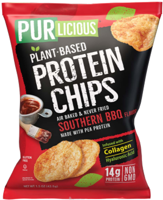 Purlicious Plant Based Protein Chips with Collagen and Hyaluronic Acid - SOUTHERN BBQ